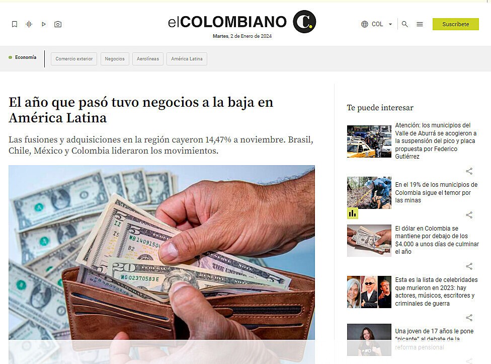 El ao que pas tuvo negocios a la baja en Amrica Latina